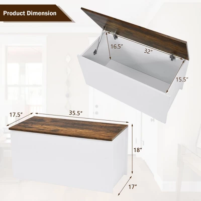 Costway Flip-top Storage Chest Lift Top Storage Bench Wooden Deck Box Toy Box 1 Costway Flip-top Storage Chest Lift Top Storage Bench Wooden Deck Box Toy Box