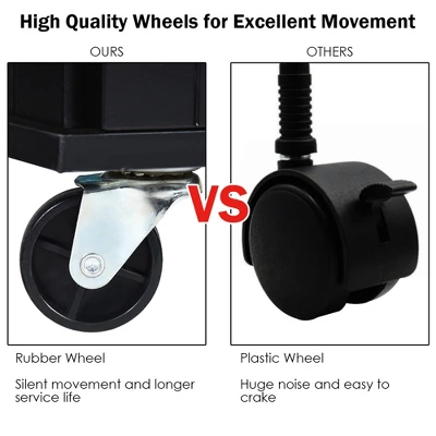 Costway Drop-Leaf Kitchen Island Trolley Cart Wood Storage Cabinet W/ Spice Rack Black 8 Costway Drop-Leaf Kitchen Island Trolley Cart Wood Storage Cabinet W/ Spice Rack Black - Image 8