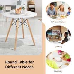 Costway Dining Table Round White Modern Dining Table 31.5'' W/Solid Wooden Leg For Kitchen 15 Costway Dining Table Round White Modern Dining Table 31.5'' W/Solid Wooden Leg For Kitchen -Costway GUEST ddb33a24 2f41 4998 9937 af0ff51cb42e