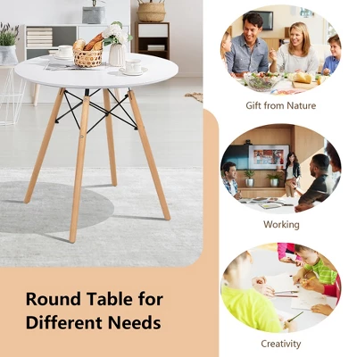 Costway Dining Table Round White Modern Dining Table 31.5'' W/Solid Wooden Leg For Kitchen 7 Costway Dining Table Round White Modern Dining Table 31.5'' W/Solid Wooden Leg For Kitchen - Image 7