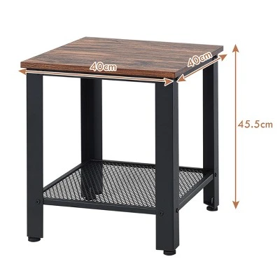 Industrial End Table 2-Tier Side Table W/Storage Shelf Rustic Sofa Table Black 1 Industrial End Table 2-Tier Side Table W/Storage Shelf Rustic Sofa Table Black
