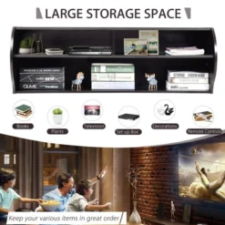 Costway 48.5'' Wall Mounted Audio/Video TV Stands Console Living Room Furniture W/Shelves -Costway GUEST ddf50548 4d92 4307 9c2c 65360d2582e1