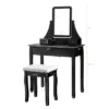 Costway Square Mirror Dressing Table Set Makeup Vanity For Bedroom, Living Room White/Black