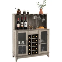 Costway 2-Door Buffet Bar Cabinet Kitchen Storage Sideboard Wine Rack Glass Holder GreyBlack 21 Costway 2-Door Buffet Bar Cabinet Kitchen Storage Sideboard Wine Rack Glass Holder GreyBlack -Costway GUEST de6596e6 ddc9 4db6 8e97 1f3ff62cba20