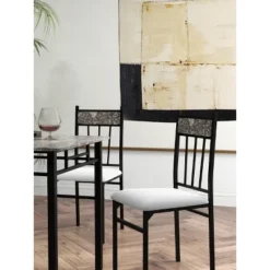 Costway 5 Piece Dining Set Faux Marble Top Table 30'' And 4 Padded Seat Chairs W/ Metal Legs -Costway GUEST de6d5366 6b4f 43f5 b70e 4e8452f97689