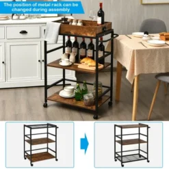 Costway 3-Tier Rolling Bar Cart Kitchen Serving Cart W/ Removable Tray & Handle 12 Costway 3-Tier Rolling Bar Cart Kitchen Serving Cart W/ Removable Tray & Handle -Costway GUEST de776320 ad02 492f 9973 2962b0e929b7