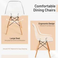Set Of 4 Dining Chairs Modern Plastic Shell Side Chair W/ Clear Seat & Wood Legs 13 Set Of 4 Dining Chairs Modern Plastic Shell Side Chair W/ Clear Seat & Wood Legs -Costway GUEST de81d065 a731 4c3c bc59 e15303bee168