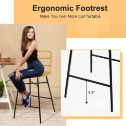 Costway Set Of 2 Rattan Bar Stools Counter Height Dining Chairs With Metal Legs Natural -Costway GUEST de94ab0d 1f75 45c6 8386 9c3563027082