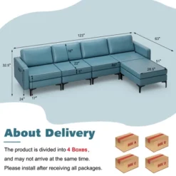 Costway Modular L-shaped Sectional Sofa W/ Reversible Chaise & 4 USB Ports 13 Costway Modular L-shaped Sectional Sofa W/ Reversible Chaise & 4 USB Ports -Costway GUEST deebff85 5113 4476 8da5 f4cedf6befee