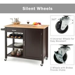 Costway 4-Tier Wood Kitchen Island Trolley Cart Storage Cabinet Brown -Costway GUEST df567f6d 8c0d 42dd 83fe 3e5836c55cae