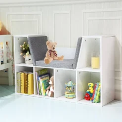 Costway 6 Cubby Kid Storage Cabinet Bookcase Multi-Purpose Shelf Cushioned Reading Nook -Costway GUEST dff040d4 283e 4558 ab68 257943d4f4ef