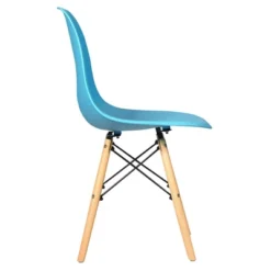 Costway Set Of 2 Mid Century Modern DSW Dining Side Chair Wood Legs Blue -Costway GUEST e08742c6 b964 4463 acc1 6636d9c704be