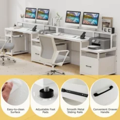 Costway 66" Computer Workstation With Monitor Stand CPU Stand Printer Shelf & File Drawer -Costway GUEST e0975c67 772a 4394 adb7 daf7a59cca34