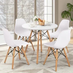 Costway Dining Table Round White Modern Dining Table 31.5'' W/Solid Wooden Leg For Kitchen 12 Costway Dining Table Round White Modern Dining Table 31.5'' W/Solid Wooden Leg For Kitchen -Costway GUEST e0b14cf3 1223 4f46 b457 3552a3dc9953