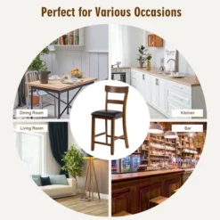 Costway Set Of 4 Barstools Counter Height Chairs W/Leather Seat & Rubber Wood Legs 13 Costway Set Of 4 Barstools Counter Height Chairs W/Leather Seat & Rubber Wood Legs -Costway GUEST e11f74c7 1a92 4c15 ad9a 125b1182ca46