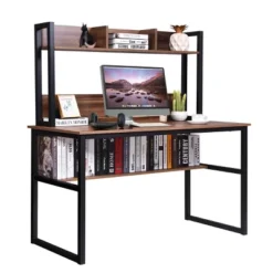 Costway Computer Desk With Hutch Bookshelf Study Wrting Desk Space Saving -Costway GUEST e128e964 95d5 4710 a280 b75691c43564