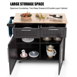 Costway Rolling Kitchen Cart Island Heavy Duty Storage Brown Trolley Cabinet Utility Modern -Costway GUEST e14f1d9e bb60 4e97 a009 5d6715425566