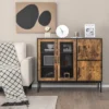 Costway Farmhouse Buffet Sideboard Console Table Cupboard With Metal Mesh Doors & Cabinets