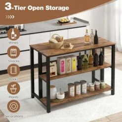 Costway 36" Tall 3-Tier Bar Table With Storage Metal Frame Adjustable Foot Pads Rustic Brown/Grey 17 Costway 36" Tall 3-Tier Bar Table With Storage Metal Frame Adjustable Foot Pads Rustic Brown/Grey -Costway GUEST e1826b86 5d9b 4796 bd59 f7b41c8b4780
