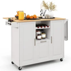 Costway Rolling Kitchen Island Utility Serving Cart With Drop Leaf Wine Rack Drawer -Costway GUEST e1cd5b7b 7a4e 4d48 a67d 1e03cdaef34d