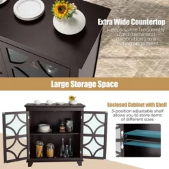 Costway Kitchen Storage Cabinet Buffet Sideboard W/ Glass Doors & Adjustable Shelf -Costway GUEST e20ea16a d465 4deb 95bf 0e50c9eabb6b