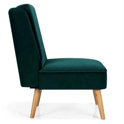 Costway Velvet Accent Chair Single Sofa Chair Leisure Chair With Wood Frame 7 Costway Velvet Accent Chair Single Sofa Chair Leisure Chair With Wood Frame - Image 7
