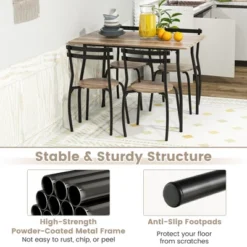 Costway 5PCS Dining Table Set 4 Chairs Wood & Metal Frame Space-saving Kitchen Furniture -Costway GUEST e25c0aef 94d8 4de3 b1cf c9be730cc1a9