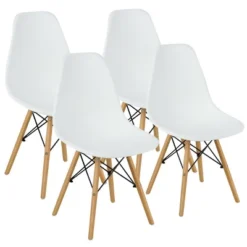Costway Set Of 4 Modern Dining Side Chair Armless Home Office W/ Wood Legs White/Black/Blue -Costway GUEST e2b76bb3 8436 4d23 823b 7fc08e91c653