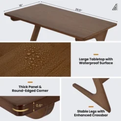 Costway Bamboo Sofa Side Table Z-Shaped Spacious Tabletop Space-Saving TV Snack Tray Natural/Brown -Costway GUEST e2dadf13 68b5 4982 b024 1fba7fd0be5b