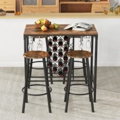 Costway 5PCS Bar Table & Stools Set Industrial Bistro Set With Wine Rack & Glass Holder 7 Costway 5PCS Bar Table & Stools Set Industrial Bistro Set With Wine Rack & Glass Holder -Costway GUEST e2ea28ee eda7 4574 8a17 9802f5b61da9