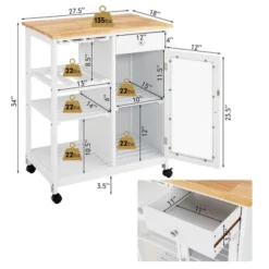 Costway Rolling Kitchen Island Wood Top Trolley Cart Storage Cabinet W/Shelf & Wine Rack -Costway GUEST e307ca43 79f1 449e bc60 b4f430c8599a
