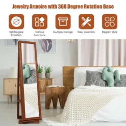 Costway 360degree Rotatable Jewelry Cabinet 2-in-1 Lockable Mirrored Organizer 16 Costway 360degree Rotatable Jewelry Cabinet 2-in-1 Lockable Mirrored Organizer -Costway GUEST e31daade 0ef0 43f2 87ba 13b46742cf54