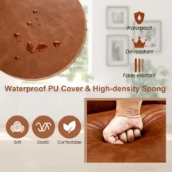 Costway Modern Accent Chair Arm Chair PU Leather W/Rubber Wood Armrest For Living Room 13 Costway Modern Accent Chair Arm Chair PU Leather W/Rubber Wood Armrest For Living Room -Costway GUEST e331b8e2 ebe2 4201 9068 4a53c519987e