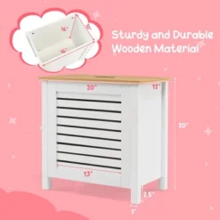 Costway Wooden Toy Storage Organizer Kids Toy Chest W/Lid For Kindergarten Bedroom White -Costway GUEST e3344107 3a19 447a 9707 5a5283fa188d