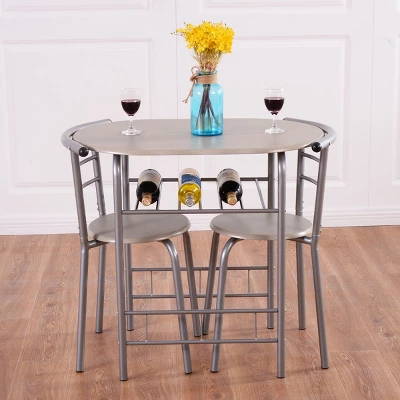 Costway 3 Piece Dining Set Table 2 Chairs Bistro Pub Home Kitchen Breakfast Furniture Grey 3 Costway 3 Piece Dining Set Table 2 Chairs Bistro Pub Home Kitchen Breakfast Furniture Grey - Image 3