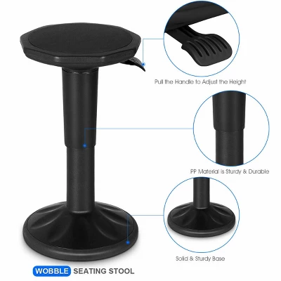Costway Wobble Chair Height Adjustable Active Learning Stool Sitting Home Office Black 5 Costway Wobble Chair Height Adjustable Active Learning Stool Sitting Home Office Black - Image 5