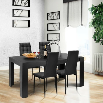 Costway 9pcs Dining Set Wood Table And 8 Fabric Chairs Home Kitchen Modern 2 Costway 9pcs Dining Set Wood Table And 8 Fabric Chairs Home Kitchen Modern - Image 2