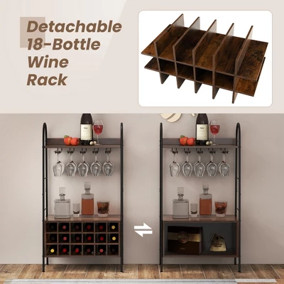 Costway Industrial Rack Freestanding Bottle Holder With Stemware Holder & Open Shelves 7 Costway Industrial Rack Freestanding Bottle Holder With Stemware Holder & Open Shelves - Image 7
