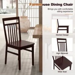 Costway Farmhouse Dining Chair Set Of 2/4 Armless Wooden Chair With Slanted High Backrest 13 Costway Farmhouse Dining Chair Set Of 2/4 Armless Wooden Chair With Slanted High Backrest -Costway GUEST e3c40431 1062 427f a881 1d5cf4540491