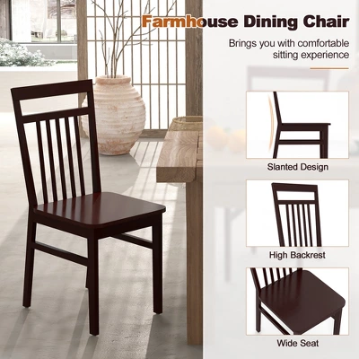 Costway Farmhouse Dining Chair Set Of 2/4 Armless Wooden Chair With Slanted High Backrest 5 Costway Farmhouse Dining Chair Set Of 2/4 Armless Wooden Chair With Slanted High Backrest - Image 5