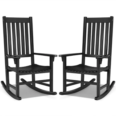 Costway 2PCS Wood Rocking Chair Porch Rocker High Back Garden Seat Indoor Outdoor 10 Costway 2PCS Wood Rocking Chair Porch Rocker High Back Garden Seat Indoor Outdoor - Image 10
