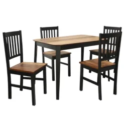 Costway 5PCS Mid Century Modern Black 29.5'' Dining Table Set 4 Chairs W/Wood Legs Kitchen Furniture -Costway GUEST e477cfa5 5ce1 4e62 afbd 84cca58d92f5
