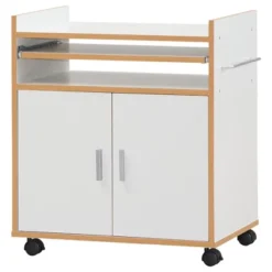 Costway Rolling Kitchen Trolley Microwave Cart Storage Cabinet W/ Removable Shelf White -Costway GUEST e48a2434 8b1f 43a3 9250 686bb37912d2