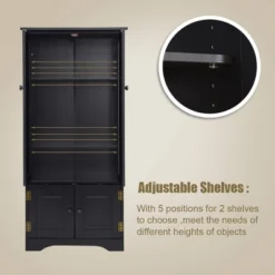 Costway Accent Storage Cabinet Adjustable Shelves Antique 2 Door Floor Cabinet Black -Costway GUEST e4a42f79 a414 4e23 9402 3b904c4703be