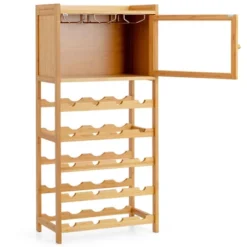 Costway 20-Bottle Bamboo Wine Rack Cabinet Freestanding Display Shelf W/ Glass Hanger 17 Costway 20-Bottle Bamboo Wine Rack Cabinet Freestanding Display Shelf W/ Glass Hanger -Costway GUEST e4d9af71 9ef1 4301 b610 d13229cd984e