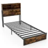 Costway Twin/Full/Queen/King Bed Frame With Charging Station Storage Headboard Under-bed Storage Space