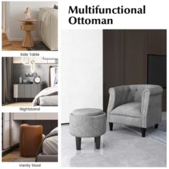 Costway Modern Accent Chair With Ottoman Armchair Barrel Sofa Chair With Footrest Grey 15 Costway Modern Accent Chair With Ottoman Armchair Barrel Sofa Chair With Footrest Grey -Costway GUEST e550a4be bd7d 4b7e b8b2 9df68e88dc9b