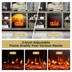 Costway 58'' 2-Tier Fireplace TV Stand W/18'' Electric Fireplace Up To 65'' Grey -Costway GUEST e55f11d0 c861 4b45 a78b 061c001c1ab7