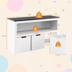 Costway Kids Toy Storage Organizer Wooden Bookshelf With 3 Drawers Hidden Wheel Blackboard -Costway GUEST e562ea7f ff07 4f91 b3b8 e26e9c1d8fb4