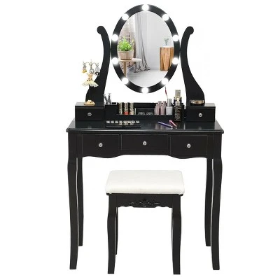 Costway Vanity Table Set W/10 Light Bulbs And Touch Switch Makeup Dressing Table 9 Costway Vanity Table Set W/10 Light Bulbs And Touch Switch Makeup Dressing Table - Image 9